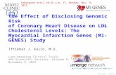 ©2015 MFMER | 3480744-1 The Effect of Disclosing Genomic Risk of Coronary Heart Disease on LDL Cholesterol Levels: The Myocardial Infarction Genes (MI-GENES)