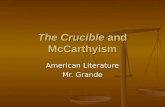 The Crucible and McCarthyism The Crucible and McCarthyism American Literature Mr. Grande.