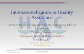 Kodolányi FI 12 November 2015 Christina Rozsnyai1 Internationalization in Quality Assurance Private Higher Education in the Changing EHEA Landscape Christina.