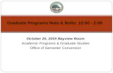 Graduate Programs Nuts & Bolts: 12:00 - 2:00 October 20, 2015 Bayview Room Academic Programs & Graduate Studies Office of Semester Conversion.