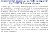 Experimental studies of particle transport in the TORPEX toroidal plasma TORPEX is a toroidal device where plasmas produced by microwaves are embedded.