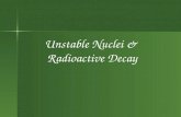 Unstable Nuclei & Radioactive Decay Radioactivity Nucleus of an element spontaneously emits subatomic particles & electromagnetic waves. Nucleus of an.