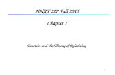 1 HNRT 227 Fall 2015 Chapter 7 Einstein and the Theory of Relativity.