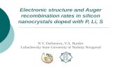 Electronic structure and Auger recombination rates in silicon nanocrystals doped with P, Li, S N.V. Derbeneva, V.A. Burdov Lobachevsky State University.