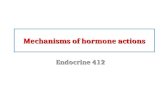 Mechanisms of hormone actions Endocrine 412. Objectives hormones classifications. Defining hormones and their classifications. general characteristics.