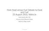From Food versus Fuel Debate to Food and Fuel 25 August 2015, Valencia Frank Rosillo-Calle, PhD Honorary Senior Research Fellow Imperial College London.