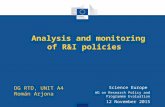 Analysis and monitoring of R&I policies DG RTD, Unit A4 Science Europe WG on Research Policy and Programme Evaluation 12 November 2015 DG RTD, UNIT A4.
