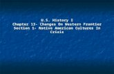 U.S. History I Chapter 13- Changes On Western Frontier Section 1- Native American Cultures In Crisis.
