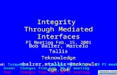 Integrity Through Mediated Interfaces PI Meeting Feb. 15, 2001 Bob Balzer, Marcelo Tallis Teknowledge @teknowledge.com Legend: Turquoise Changes from July99.