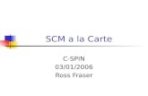 SCM a la Carte C-SPIN 03/01/2006 Ross Fraser. AGENDA IEEE/DoD Standard Definition of SCM Introduction to Pattern Languages SCM Pattern Language.