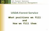 US Forest Service Human Resources Management What positions we fill and How we fill them 1.
