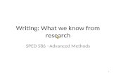 Writing: What we know from research SPED 586 –Advanced Methods 1.