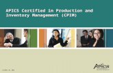 APICS Certified in Production and Inventory Management (CPIM) December 15, 2015.