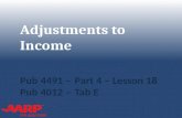 TAX-AIDE Adjustments to Income Pub 4491 –Part 4 – Lesson 18 Pub 4012 – Tab E.