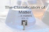 The Classification of Matter …it matters (Ch. 2).