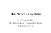 1 The Nervous system Dr. Paromita Das 217 Biomedical Research Facility Tallahassee FL.