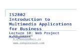 IS2802 Introduction to Multimedia Applications for Business Lecture 10: Web Project Management Rob Gleasure R.Gleasure@ucc.ie .