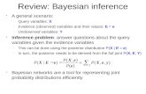 Review: Bayesian inference  A general scenario:  Query variables: X  Evidence (observed) variables and their values: E = e  Unobserved variables: Y.