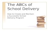 The ABCs of School Delivery How to Create and Maintain a Successful School Delivery Program.