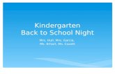 Kindergarten Back to School Night Mrs. Hull, Mrs. Garcia, Ms. Erhart, Ms. Cavett.
