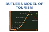 The Butler Tourism Model Based on MEDC tourism Cycle of a resort development, tourism and decline. Tourism viewed as a resource The model has 6 Stages: