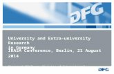 University and Extra-university Research in Germany IRASA Conference, Berlin, 21 August 2014 Christoph Mühlberg, Division of International Cooperation,