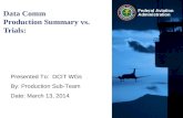 Federal Aviation Administration Data Comm Production Summary vs. Trials: Presented To: DCIT WGs By: Production Sub-Team Date: March 13, 2014.