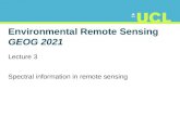 Environmental Remote Sensing GEOG 2021 Lecture 3 Spectral information in remote sensing.