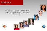 University of Maryland ADVANCE Investing in Cultures of Inclusive Excellence.