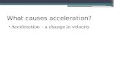 What causes acceleration? Acceleration – a change in velocity.
