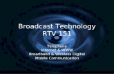 Broadcast Technology RTV 151 Telephony Internet & WWW Broadband & Wireless Digital Mobile Communication Telephony Internet & WWW Broadband & Wireless Digital.