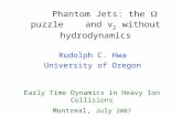 Phantom Jets: the  puzzle and v 2 without hydrodynamics Rudolph C. Hwa University of Oregon Early Time Dynamics in Heavy Ion Collisions Montreal, July.