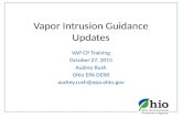 Vapor Intrusion Guidance Updates VAP CP Training October 27, 2015 Audrey Rush Ohio EPA DERR audrey.rush@epa.ohio.gov.