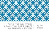 CH.20 THE INDUSTRIAL REVOLUTION & IT'S IMPACT ON EUROPEAN SOCIETY By: Toni Briscoe.