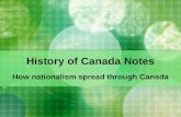 History of Canada Notes How nationalism spread through Canada.