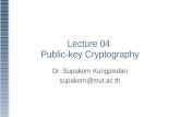 Lecture 04 Public-key Cryptography Dr. Supakorn Kungpisdan supakorn@mut.ac.th.