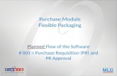 Purchase Module Flexible Packaging Planned Flow of the Software # 001 = Purchase Requisition (PR) and PR Approval.
