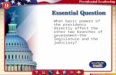 Essential Question What basic powers of the presidency directly affect the other two branches of government—the legislature and the judiciary?
