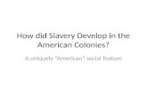 How did Slavery Develop in the American Colonies? A uniquely “American” social feature.