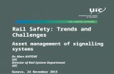 Asset management of signalling systems Dr. Marc ANTONI UIC Director of Rail System Department UIC Geneva, 24 November 2015 Rail Safety: Trends and Challenges.