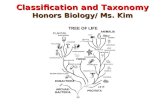 Classification and Taxonomy Honors Biology/ Ms. Kim.