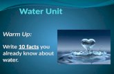 Warm Up: Write 10 facts you already know about water.