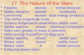 17. The Nature of the Stars Parallaxrevealsstellar distance Stellar distancerevealsluminosity Luminosityrevealstotal energy production The stellar magnitude.
