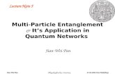 07.06.2006 Uni-Heidelberg Physikalisches Insitut Jian-Wei Pan Multi-Particle Entanglement & It’s Application in Quantum Networks Jian-Wei Pan Lecture Note.