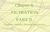 Chapter 8. FILTRATION PART II. Filtration variables, filtration mechanisms.