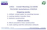Paolo Guglielmini - TS / CV LHCb Install Meeting - 12/10/2005 LHCb - Install Meeting 12/10/05 TS/CV/DC Installations STATUS Ongoing works 1.chilled / mixed.