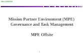 UNCLASSIFIED 1 Mission Partner Environment (MPE) Governance and Task Management MPE Offsite.