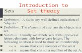 Introduction to Set theory. Ways of Describing Sets.