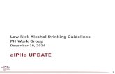 1 alPHa UPDATE Low Risk Alcohol Drinking Guidelines PH Work Group December 10, 2014.