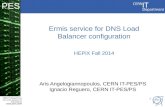 CERN IT Department CH-1211 Genève 23 Switzerland  PES 1 Ermis service for DNS Load Balancer configuration HEPiX Fall 2014 Aris Angelogiannopoulos,